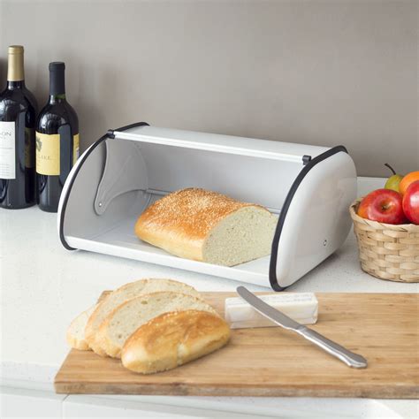 matte steel bread box|roll top bread box.